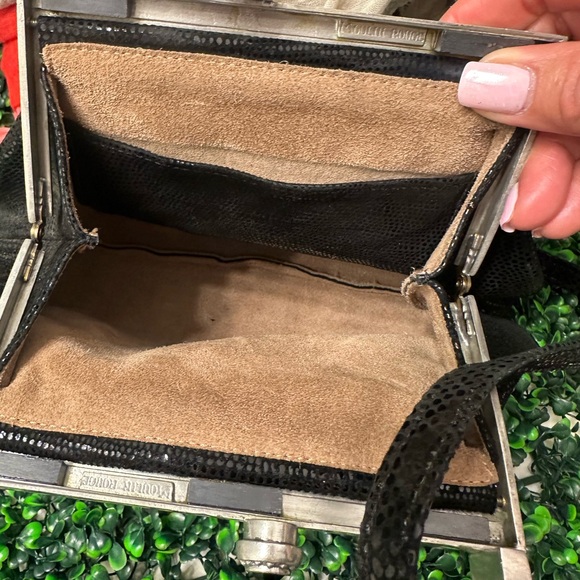 Black Textured Clutch with Silver Clasp